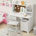 thumbnail image 2 of Bingirl Kids Desk and Chair Set,Study Desk for Kids with Hutch, Storage Cabinet, Wooden Children Study Table, Student Writing Desk Computer Workstation for Kids Bedroom, 2 of 6