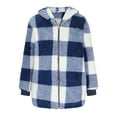 thumbnail image 3 of Summer Saving Clearance AXXD Hood Plaid Pocket Zipper Warm Fashion Tops Fall Jackets for Women Clearance Blue Size Xl(Us:10), 3 of 5