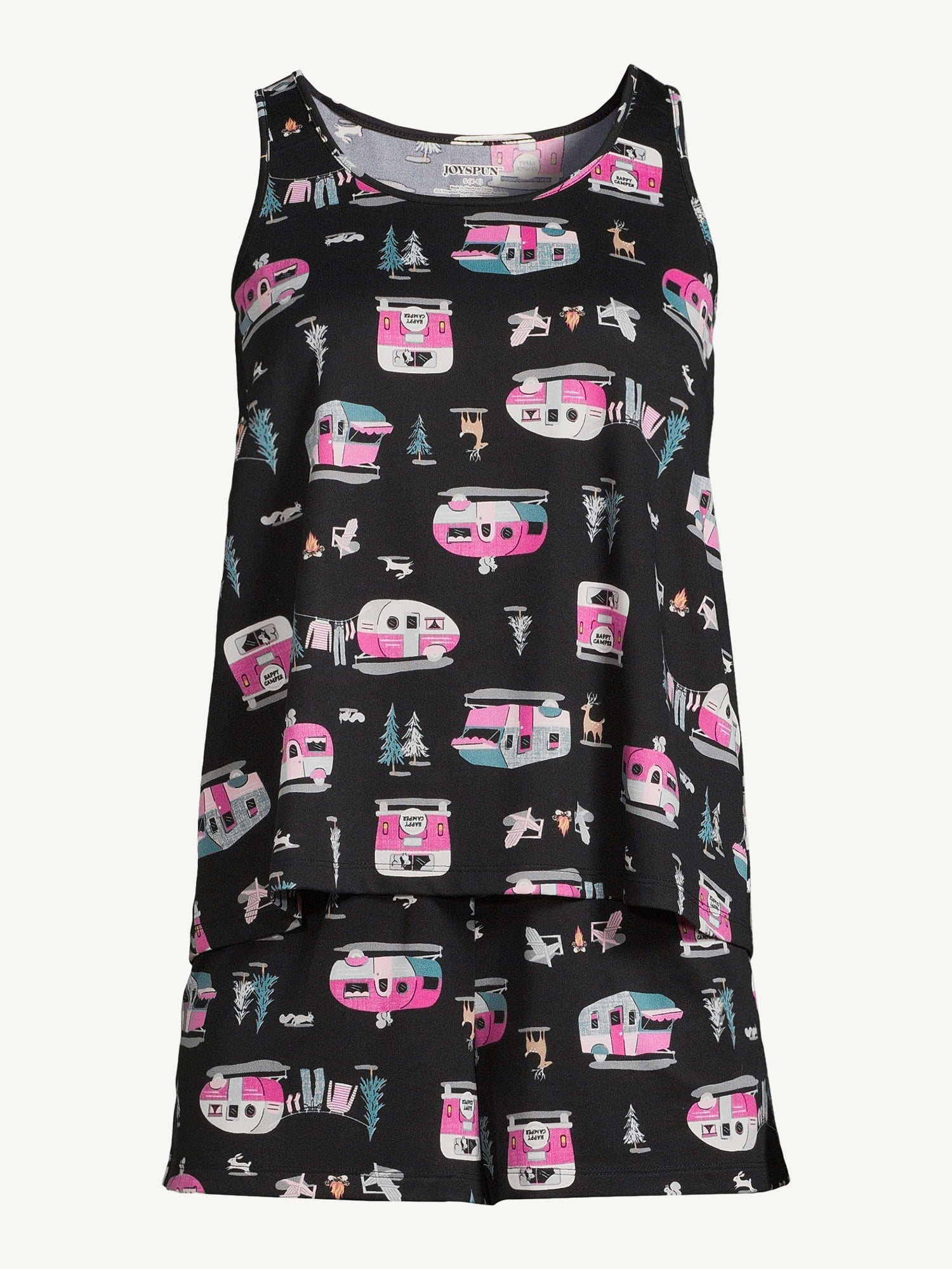 Joyspun Women's Print Tank Top and Shorts Pajama Set, 2-Piece, Sizes S to 3X
