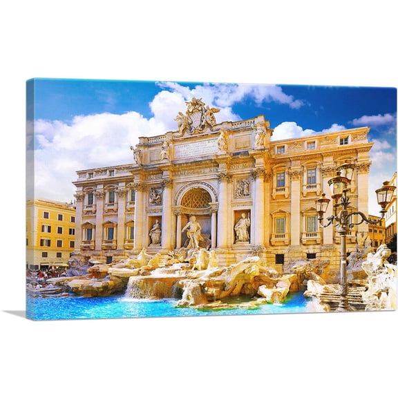 ARTCANVAS Trevi Fountain Rome Italy Fontana di Trevi Canvas Art Print - Size: 26" x 18" (0.75" Deep)