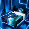 thumbnail image 3 of meiyoeat Neon Lightning Gamer Twin Sheet Sets for Teens Boys, Electric Blue Gaming Bedding, 3-Piece, 1 Flat Sheet, 1 Fitted Sheet and 1 Pillowcase, 3 of 6