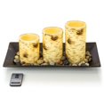 thumbnail image 3 of Birch Bark Candlescape Set, 3 Led Flickering Flameless Wax Candles, Decorative Tray, 3 of 6