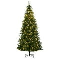 thumbnail image 1 of HOMCOM 7.5FT Prelit Artificial Christmas Tree w/ Warm White Light, 1 of 10
