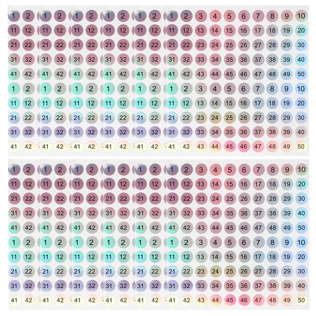 Etiquetas Numéricas Redondas Pequeñas Reflectantes Uxcell, Etiquetas Numeradas Adhesivas Láser del 1 al 50