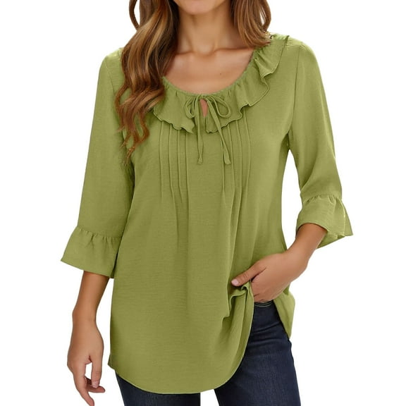 Tops for Women Trendy Long Sleeve with Lace Trim Summer Shirt Women Raglan Top Womens plus Size Athletic Wear Long Sleeve T Shirt Ladies Large N Striped T round Tunic Tops plus Size Shirts Green L