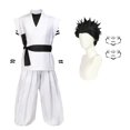 thumbnail image 3 of Disfraz de Ryomen Sukuna de DAZCOS, traje de kung fu blanco con pegatinas de tatuajes, disfraz de Cosplay de Ryomen Sukuna como Megumi Showdown, conjunto completo, 3 of 5