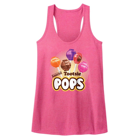 Tootsie Roll Brands Tootsie Pops Ladies Raw Edge Racerback Tank Top Shirt