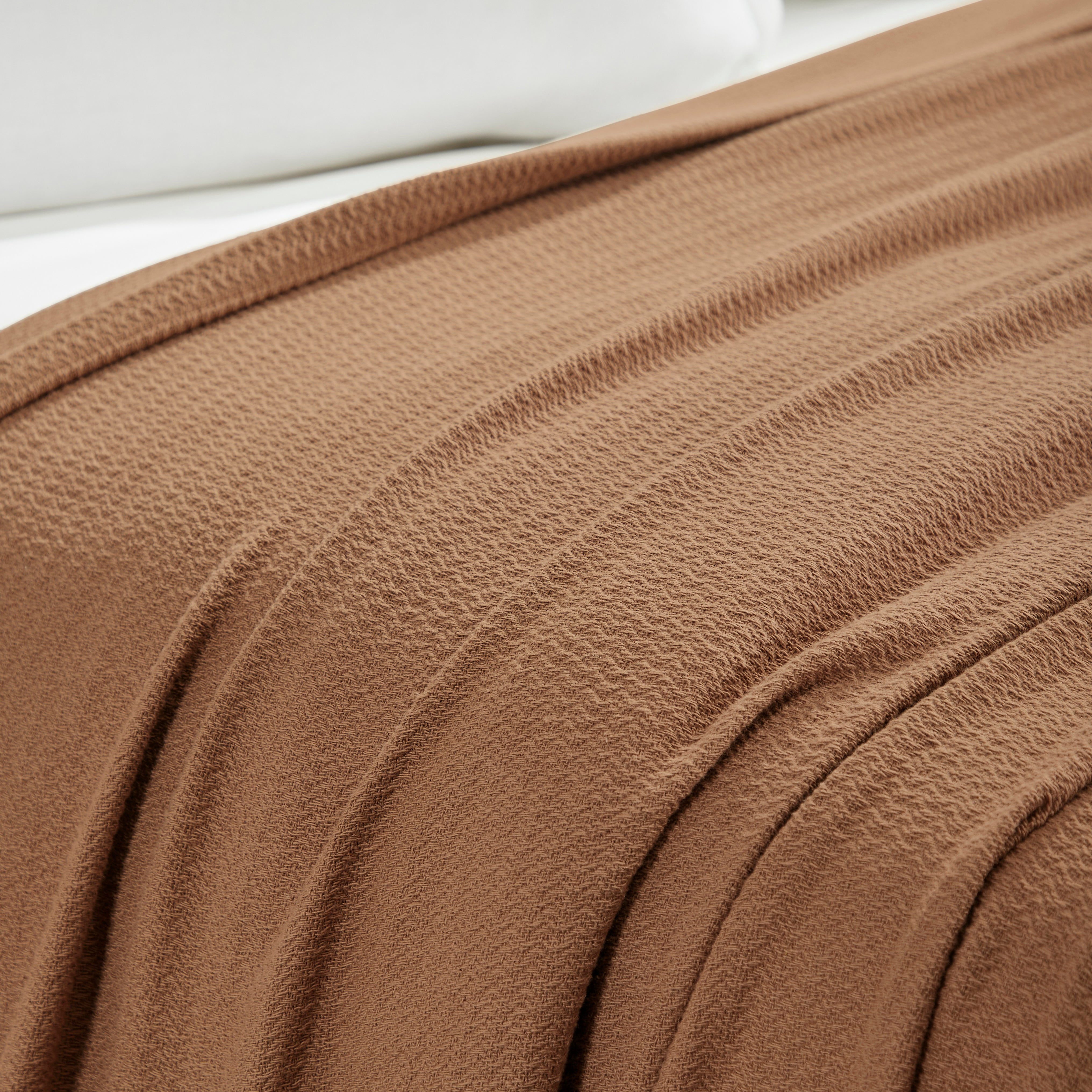 Superior Waffle Weave Cotton Blanket, Throw Size, Camel