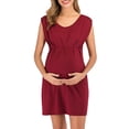 thumbnail image 1 of Tranfacy Robe de Maternité à Manches Courtes pour Femme, Robe Camisole de Maternité, Robe de Maternité Unie Sans Manches à Col Rond, Robe Maxi Débardeur pour Femmes Enceintes, 1 of 4