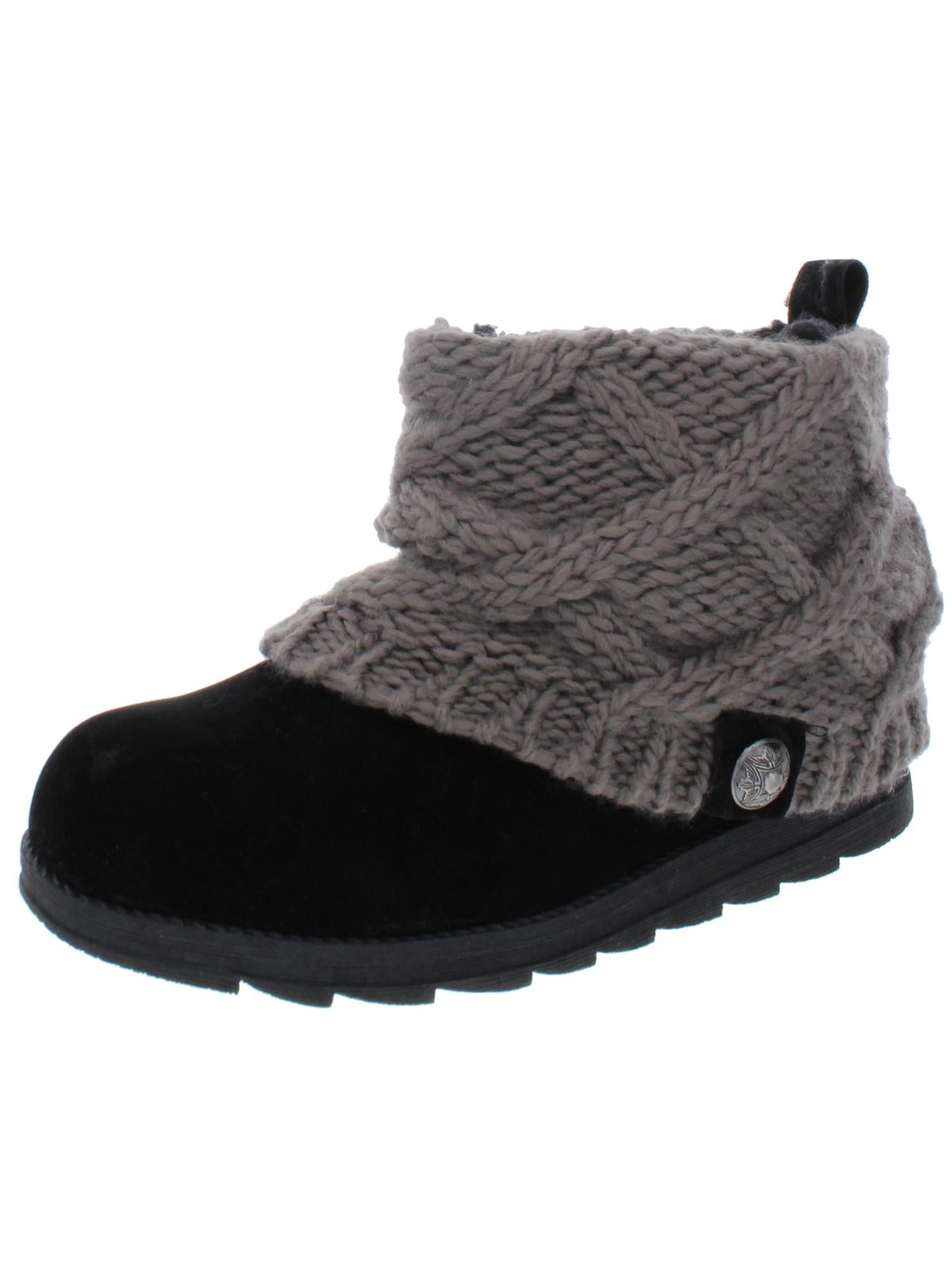 Muk Luks Womens Patti Boots Faux Suede Knit Winter Boots - Walmart.com