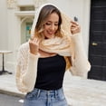 thumbnail image 2 of SWSMCLT Women's Billowy Pullover Sweater Casual Elegant Date Deep V Neck Convertible Batwing Sleeve Knit Knitwear Apricot Small-X-Large, 2 of 5