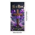 thumbnail image 3 of VBBHG He is Risen Easter Door Cover - Religious Christian Decorations with Cross & White Lilies, Purple Resurrection Sunday Banner for Front Door, Holy Week Church Home Wall Backdrop Decor, 3 of 6