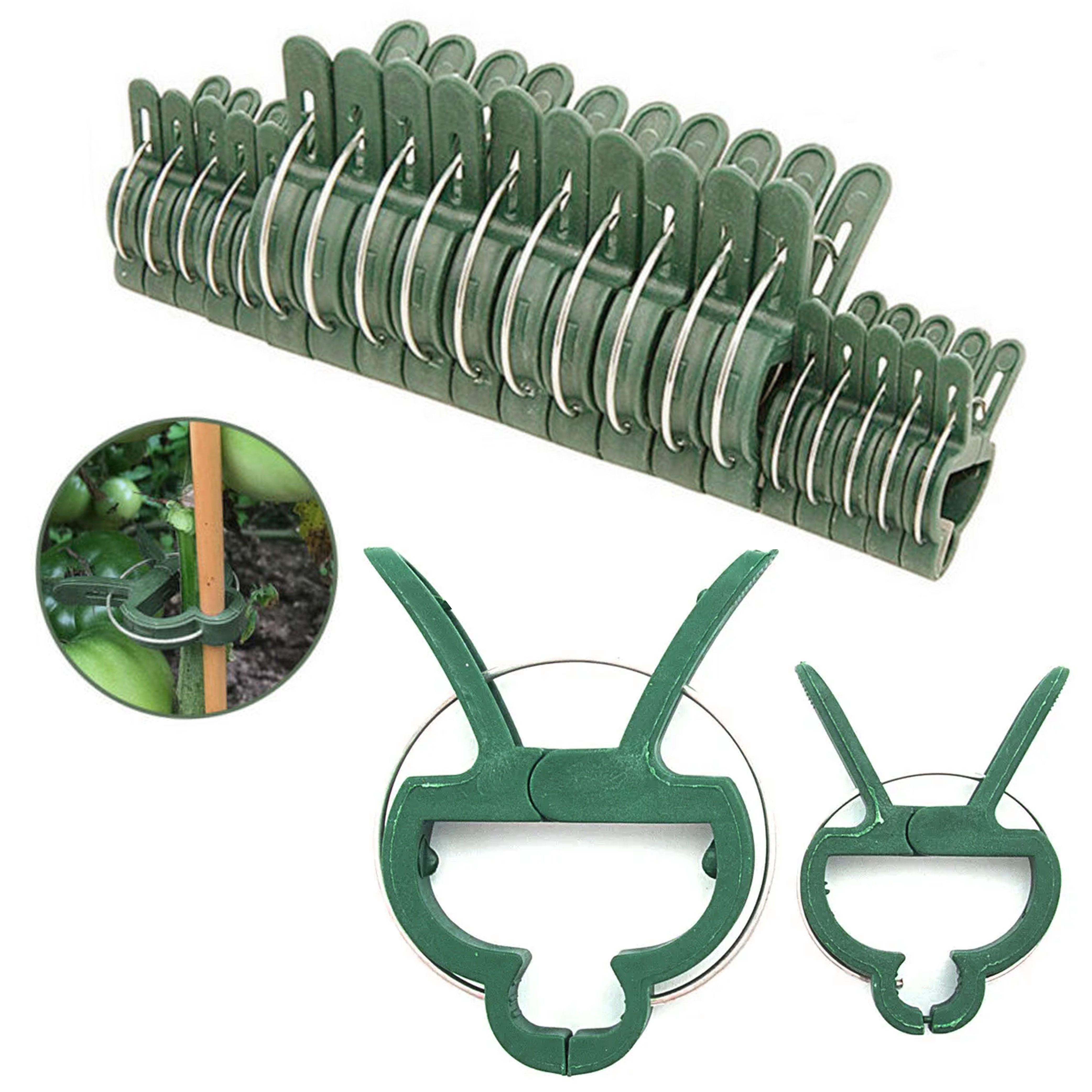 20Pcs Plastic Garden Cane Support Plant Clips Sprung Spring Shrub Ties Practical 