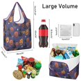 thumbnail image 3 of 5 Pack Foldable Shopping Bag,Magical Pumpkin Castle Halloween Pattern Reusable Grocery Bags with Pockets,Large Reusable Tote Bags with Handles Waterproof & Lightweight, 3 of 6