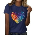 thumbnail image 2 of Liquidation d'Économies! BEFOKA Hauts pour Femmes Grande Taille en Liquidation, Blouse T-shirt d'Été Décontractée pour Femmes, T-shirt Imprimé à Col Rond à Manches Courtes pour Femmes, Haut à Manches Courtes à Col Rond, 2 of 4