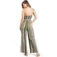 thumbnail image 3 of Mine Women's Juniors Stripe Wide-Leg Slinky Stripe V-Neck Jumpsuit (L, Olive), 3 of 3