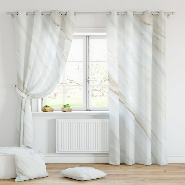 MAWCLOS Rideaux Protection UV Rideaux Écoénergétiques 2 Pcs Rideau de Fenêtre d'Intimité Isolé Thermiquement 2 Pcs Épais Panneaux Unis Marbre Occultant Marbre-7 L:39 Pouces x H:79 Pouces *2 Panneaux