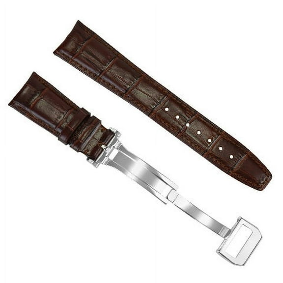 22MM CURVED LEATHER WATCH BAND STRAP FOR IWC BIG PILOT PORTUGUESE AVIATION BROWN