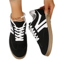 thumbnail image 3 of Women's Retro Contrast Stripe Low Top Sneakers Faux Suede Upper Lace Up Non Slip Gum Sole Casual Walking Shopping Daily Wear Ladies Fashion Shoes 36, 3 of 6