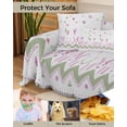 thumbnail image 4 of Botanical Boho Sofa Covers for 3 Cushion,Washable Couch Cover for Sectional Sofa Slipcovers with Tassel,Geometric Floral Southwestern Stripe Aztec Grey Loveseat Cover Futon Cover Throw Blanket 71x118, 4 of 8