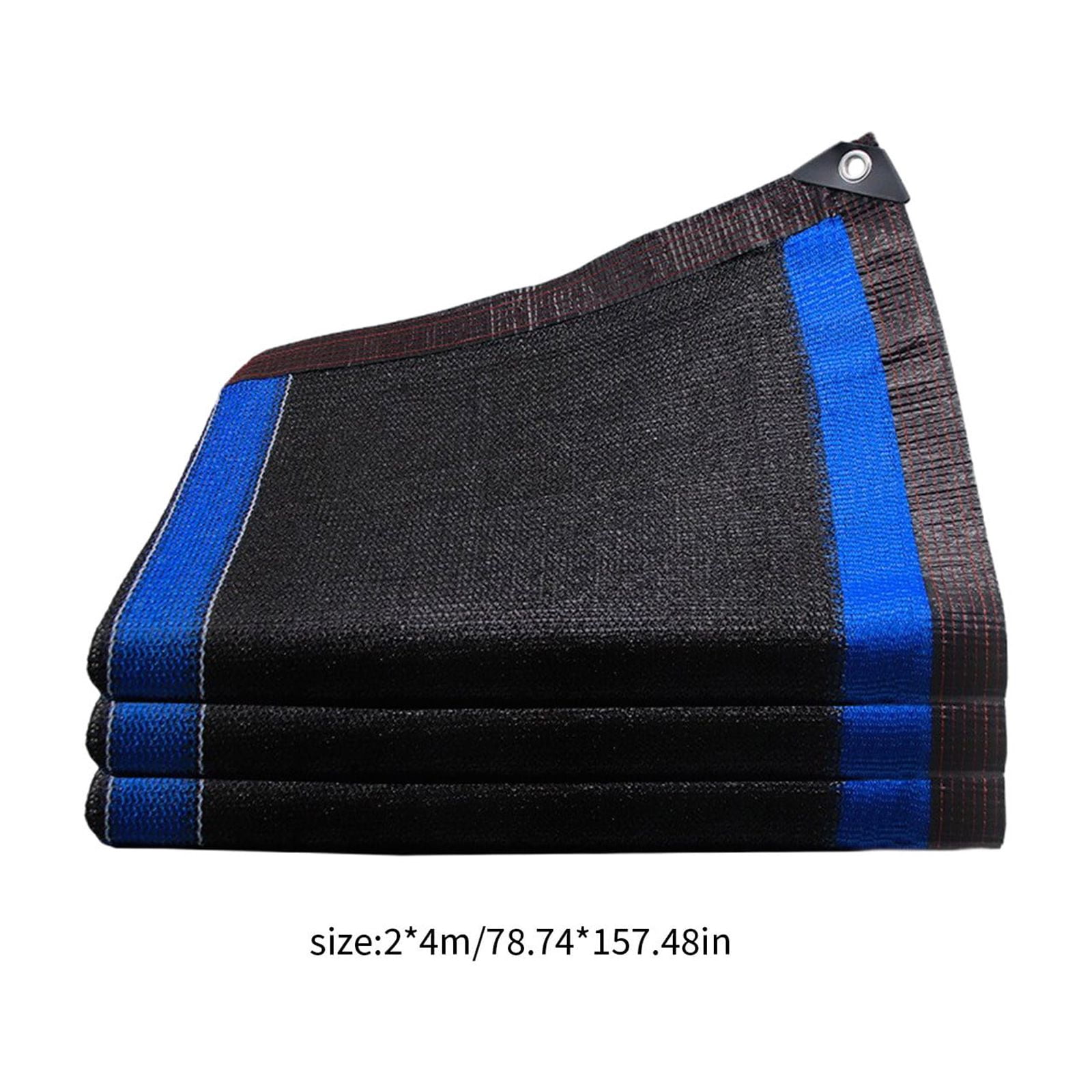 Blue Reinforced Sun Shade Cloth 2x4 Meters HDPE Mesh Netting for Patio Garden Pool Shading with Stripe Reinforcement and Stainless Steel Grommets