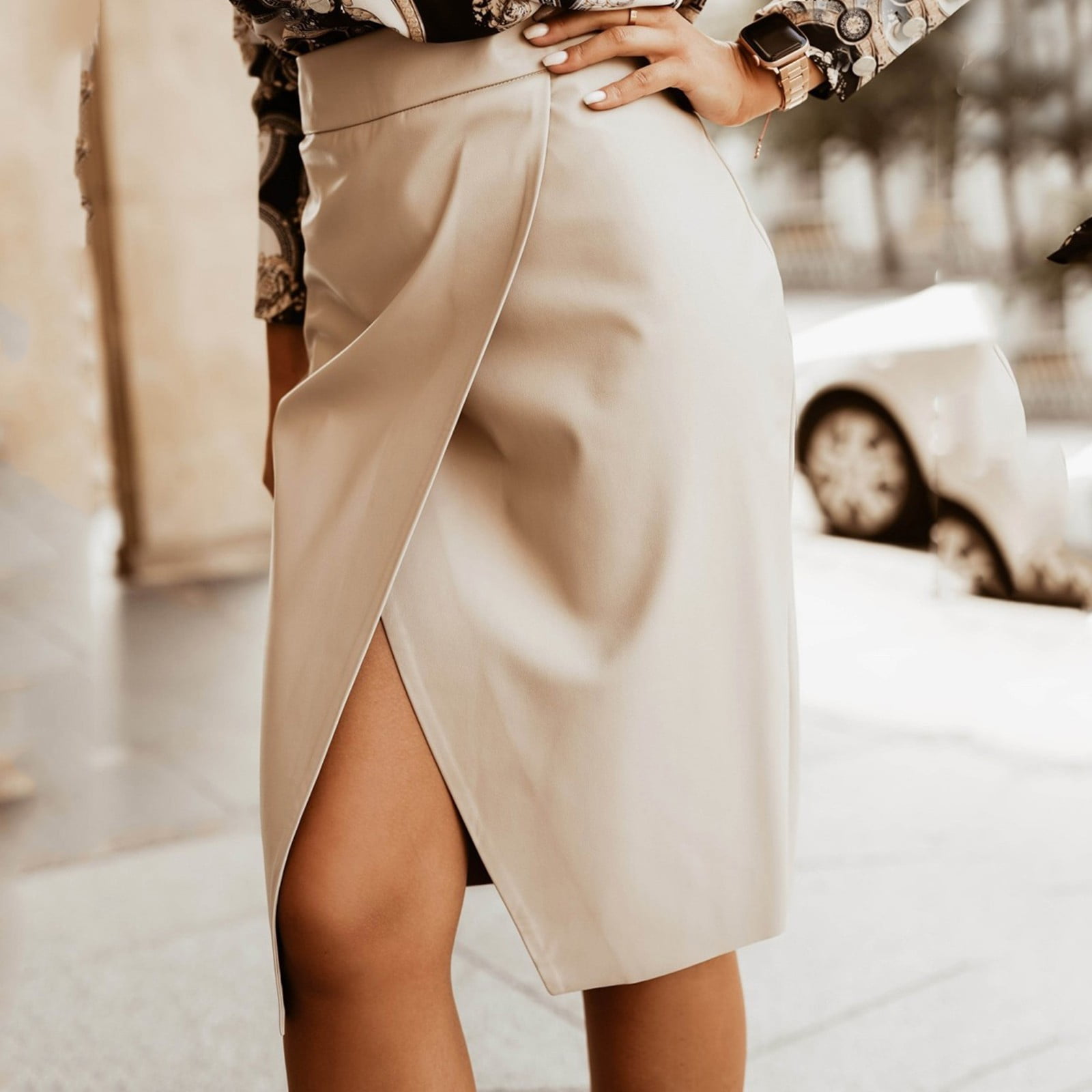 High waisted midi skirt wrap best sale