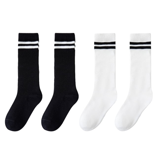 2 pares de calcetines de algodón para niños, calcetines de tripulación, calcetines suaves para niños, calcetines transpirables para niños y niñas