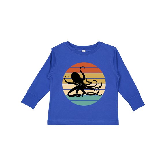 Inktastic Octopus Vintage Sunset Boys or Girls Long Sleeve Toddler T-Shirt
