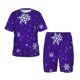 thumbnail image 1 of Balery Dark Purple Snowflakes Conjunto de Pijama Infantil de Manga Corta con Estampado – Ropa de Dormir de Algodón Suave-4X-Large, 1 of 6