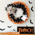thumbnail image 7 of 15" Halloween Boo Ghost Wreath for Front Door - Farmhouse Burlap Wreath with Bows, Indoor/Outdoor Decor for Home, Window & Party, Trick or Treat Welcome Sign, 7 of 7