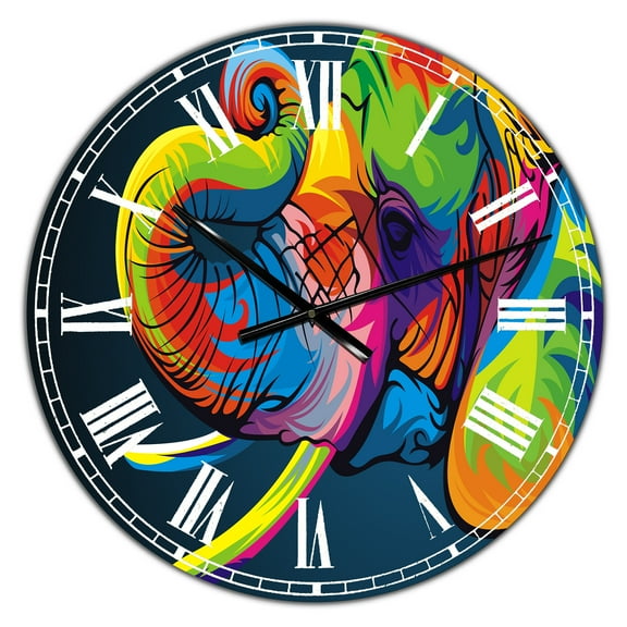 Designart Oversized Multicolor Analog Round Modern Wall Clocks, CLM25125-C23