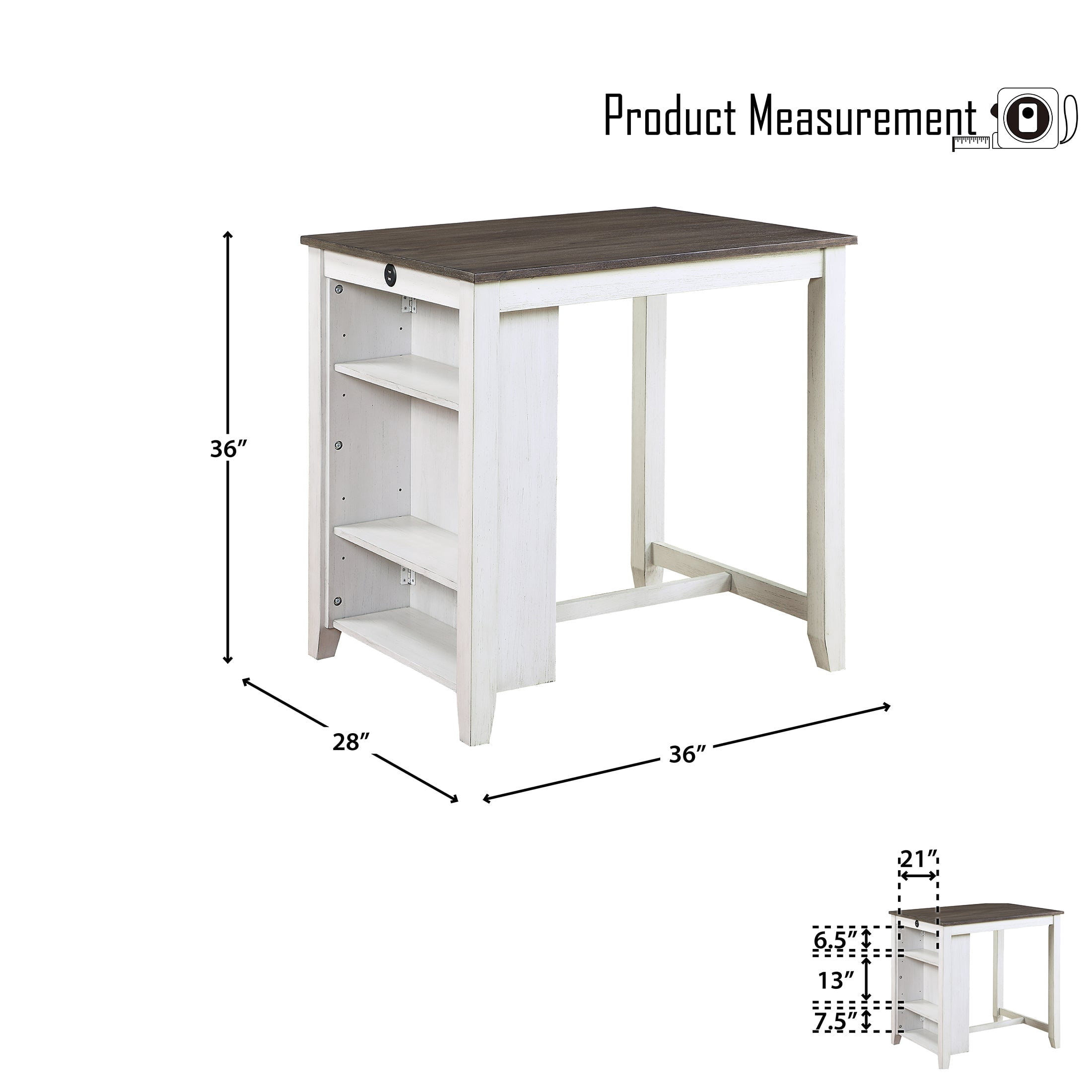 OakvillePark Malbons 3-Piece Pack Counter Height Dining Set, Gray/White