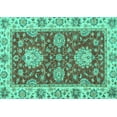 thumbnail image 1 of Ahgly Company Machine Washable Indoor Rectangle Oriental Turquoise Blue Traditional Area Rugs, 7' x 10', 1 of 4
