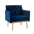 thumbnail image 6 of Accent Chair, Modern Lounge Chair with Arms, Tufted Decorative Leisure Single Sofa with Gold Metal Legs, Upholstered Reading Chair for Living Room Bedroom Office, Navy, 6 of 7