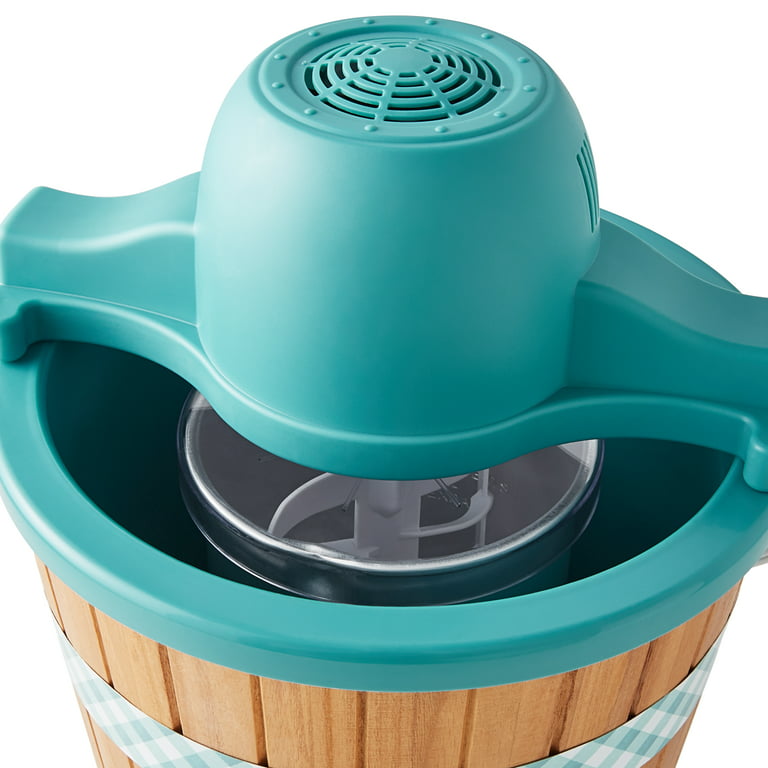 The Pioneer Woman Gingham 4-Quart Ice Cream Maker, Teal 