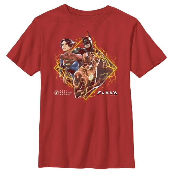 Boy's The Flash Past, Present and Future Superheroes Graphic Tee Red Large