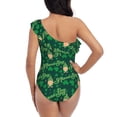 thumbnail image 5 of Salouo St Patrick's Day9 Pattern One Shoulder Ruffled One Piece Swimsuit for Women V Neck Swimwear Tummy Control Bathing Suit-XX-Large, 5 of 6