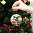 thumbnail image 6 of Funny Christmas Ornament,Beautiful Hummingbird And Flower,Xmas Round Ceramic Pendant, 6 of 6