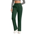 thumbnail image 2 of Lumtrix Womens Straight Leg Baggy Sweatpants | High Waisted Loose Fit Track Pants with Pockets, Soft Comfy, Casual Lounge & Travel Fall Winter Slacks Dark Green 2XL, 2 of 7