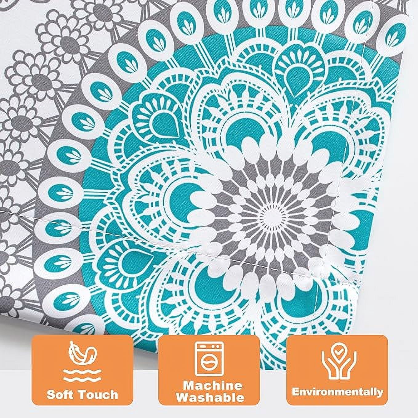 DriftAway Bella Medallion Pattern Room Darkening Rod Pocket Window Curtain Valance 52 Inch by 18 Inch Aqua and Gray