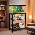 thumbnail image 4 of Fish Tank Stand for 10-20 Gallon Aquariums Heavy Duty Adjustable Height Double Tier Steel Structure Sturdy Design Reptile Cage or Tank Storage Cabinet, 4 of 14
