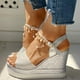 thumbnail image 5 of WILLBEST Sandalias Flexibles De Mujer, Sandalias De Cuña De Moda Para Mujer, Plataformas, Tacones Altos Con Perlas, Sandalias, 5 of 7