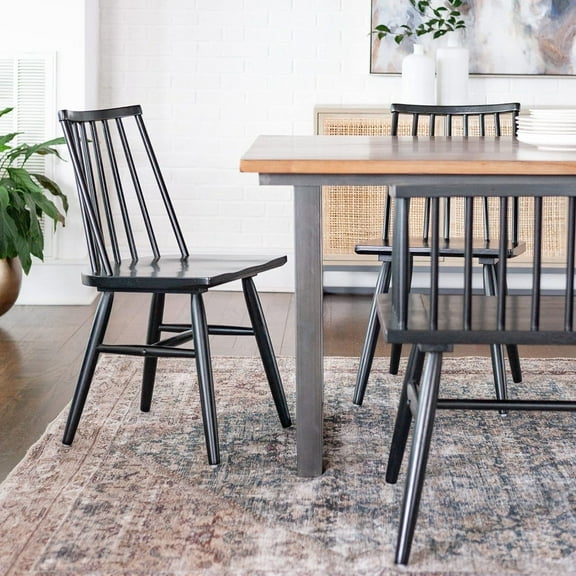 East at Main Modern Spindle Dining Chairs, Black (Set of 2)