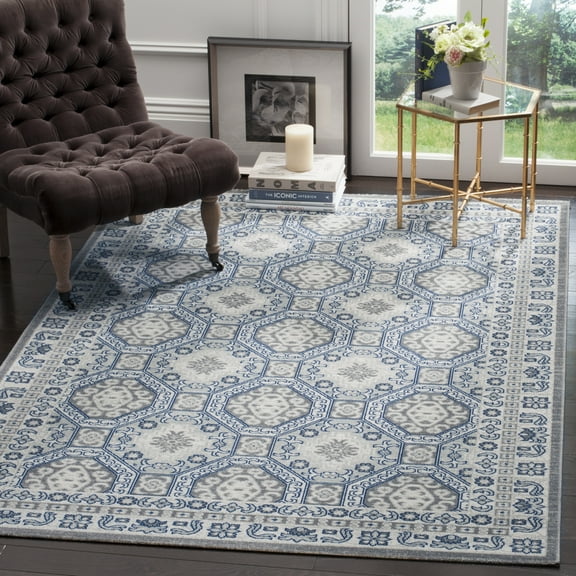 SAFAVIEH Artisan Thurstan Geometric Area Rug, Silver/Blue, 4' x 6'