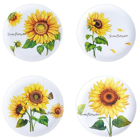 Summer Dining Melamine Plates Set of 4 - Sunflower