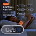 thumbnail image 4 of Reloj despertador digital con pantalla LED grande de temperatura de humedad, reloj despertador dual recargable por USB, 5 tipos de brillo, voz inteligente-blanco, 4 of 5
