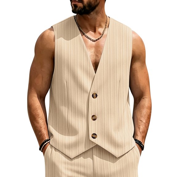 Men Vest Slim Fit Formal Business Wedding Prom Party Button Down Dress Waistcoat Summer Casual Sleeveless Suit Vests, XL