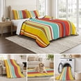 thumbnail image 6 of Queen Quilt Set 90''x96'', Red Aqua Stripe Lightweight Bedspread Coverlet Set with 2 Pillow Shams, Country Abstract Art Colorful Striped Breathable All Season Quilt Bedding for Bedroom/Guest Room, 6 of 9