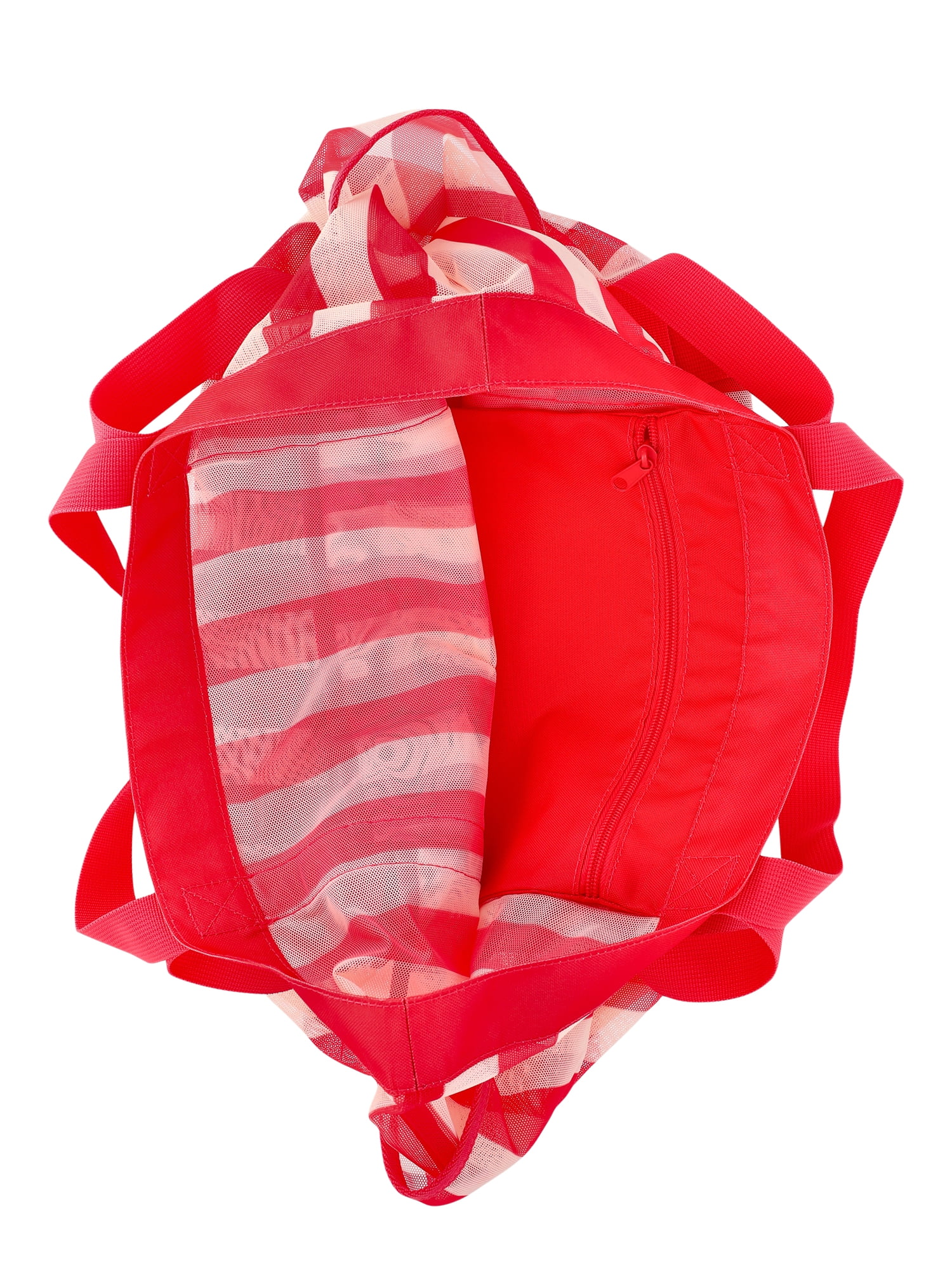 No Boundaries Women's Mesh Tote Bag, Coral Stripe