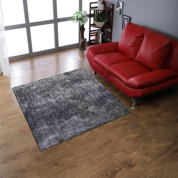 Rugsotic Carpets Hand Tufted Shag Polyester Eco-Friendly Area Rugs - 6'x6', Square, Gray White, Plain Solid Design, High Pile Handmade Anti Skid Rugs for Living Room, Bed Room K00111